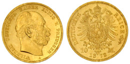 10 Mark 1872 A. Polierte Platte, Leicht Berührt. Jaeger 242. - 5, 10 & 20 Mark Gold