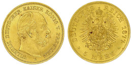 5 Mark 1877 A. Vorzüglich/Stempelglanz, Prachtexemplar. Jaeger 244. - 5, 10 & 20 Mark Oro