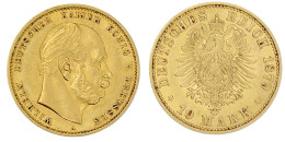 10 Mark 1879 A. Vorzüglich. Jaeger 245. - 5, 10 & 20 Mark Or