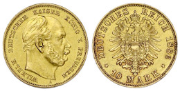 10 Mark 1886 A. Broschierspur, Kl. Randfehler, Sonst Vorzüglich, Sehr Selten. Jaeger 245. - 5, 10 & 20 Mark Or