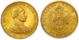 20 Mark 1914 A. Kaiser In Uniform. Vorzüglich/Stempelglanz. Jaeger 253. - 5, 10 & 20 Mark Gold