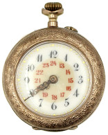 Damen-Taschenuhr Gelbgold 333/1000 (ungepunzt) Um 1900. 27 Mm; 16,17 G. Tragöse Lose, Handaufzug überdreht, Werk Läuft K - Other & Unclassified