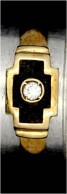 Damenring Gelbgold 585/1000. Geschwärzte Kreuzvertiefung Mit Diamant, Ca. 0,03 Ct. Ringgröße 17. 2,04 G - Other & Unclassified