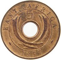 EAST AFRICA 5 CENTS 1957 Elizabeth II. (1952-2022) #c071 0485 - Afrique Orientale & Protectorat D'Ouganda