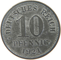 GERMANY Ersatzmünzen Des 1. Weltkrieges 10 PFENNIG 1921  #t162 0355 - 10 Renten- & 10 Reichspfennig