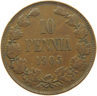 FINLAND 10 PENNIÄ 1905 Nikolaus II. (1894-1917) #c059 0165 - Finland