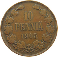 FINLAND 10 PENNIÄ 1905 Nikolaus II. (1894-1917) #c037 0483 - Finland