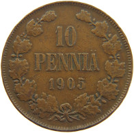 FINLAND 10 PENNIÄ 1905 Nikolaus II. (1894-1917) #c050 0513 - Finland