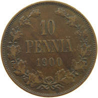 FINLAND 10 PENNIÄ 1900 Nikolaus II. (1894-1917) #c037 0479 - Finland