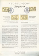 Andorre Français - Andorra Document 1989 Y&T N°DP378 à 379 - Michel N°PD399 à 400 (o) - EUROPA - Format A4 - Type 1(PTT) - Covers & Documents