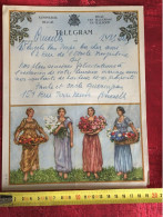 1945-WW2- Bruxelles /Uccle - Telegram -Télégramme Illustré Chromo Royaume De Belgique Régie Des Télégraphes/Téléphone- - Telegrammi