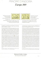 Andorre Français - Andorra Document 1989 Y&T N°DP378 à 379 - Michel N°PD399 à 400 *** - EUROPA - Format A4 - Type 1(PTT) - Storia Postale