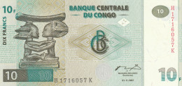 Delcampe - CONGO Dem:Rep. 10 Francs .1997, P-87   UNC - République Démocratique Du Congo & Zaïre