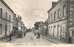 Lignières * La Mairie Et La Rue Principale * Villageois - Andere & Zonder Classificatie