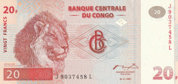 CONGO Dem:Rep. 20 Francs .1997, P-88   UNC - República Democrática Del Congo & Zaire