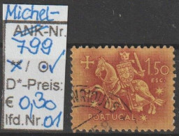 1953 - PORTUGAL - FM/DM "Ritter Zu Pferd" 1,50 E Weinrot - O Gestempelt - S.Scan  (port 799o 01-04) - Oblitérés