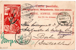 71644 - Schweiz - 1900 - 10Rp UPU GAKte ANDELFINGEN -> BERLIN RUECKBRIEFSTELLE (Deutschland), Nachgesandt - Cartas & Documentos
