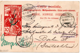 71644 - Schweiz - 1900 - 10Rp UPU GAKte ANDELFINGEN -> BERLIN RUECKBRIEFSTELLE (Deutschland), Nachgesandt - Storia Postale