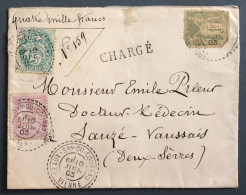 France N°82, 111 Et 128 Sur Enveloppe CHARGE, TAD Perlé CEAUX-Son-DU-COUREAU 10.6.1903 - (B2819) - 1877-1920: Periodo Semi Moderno