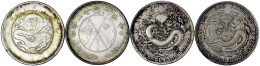 4 Silbermünzen Yunnan: 1/2 Dollar Guang Xu, Xuan Tong, 1911 Und 1932. Sehr Schön Und Besser - Chine