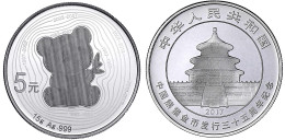 5 Yuan Silber 2017. 35 Jahre Panda-Münzen. Im Originaletui Mit Zertifikat Und Originalkarton. Polierte Platte. Krause/Mi - China