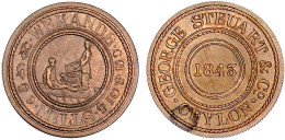 Cent-Token 1843 Wekande-Mills. 29 Mm. Vorzüglich/Stempelglanz, Kl. Fleck. Pridmore 96. - Sri Lanka