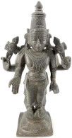 Bronzeskulptur Der Vierarmigen Vishnu Apsara, 2 Kreuze Haltend. Höhe 17,5 Cm - Indien