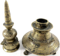 Messing-Tintenfass In Form Eines Stupa (स्तूप), Zweiteilig, Südindien 19. Jh. Höhe 18cm - India