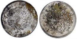 Kyat CS 1214 = 1852 Pfau. Fast Vorzüglich, Schöne Patina. Krause/Mishler 10. - Birmania