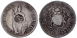 Peru 8 Reales 1834 Lima, MM, Mit Gegenstempel Isabella II. (1834/1837). Fast Sehr Schön. Krause/Mishler 138.2. - Filipinas