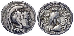 Tetradrachme "neuer Stil" 196/87 V.Chr. ΜΙΚΙΩΝ ΕΥEΡΥΚΛΕ ΠΑΡΑ. 16,55 G. Schön/sehr Schön. BMC 462. - Griekenland