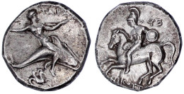 Nomos (Didrachme) 281/270 V. Chr. Krieger Zu Pferd L. EY (rethrograd), Unten NIKΩTT/Taras Reitet Auf Delfin R., Schulter - Griegas