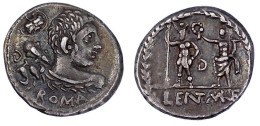 Denar 100 V. Chr. ROMA. Büste Des Herkules R., Links Schild/LENT MAR. Roma Und Männl. Figur. 3,89 G. Sehr Schön/vorzügli - Andere & Zonder Classificatie