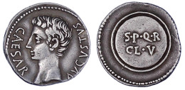 Denar 19/18 V. Chr., Spanische Münstätte. CAESAR AVGVSTVS. Kopf L./SPQR CL V Auf Schild. 3,96 G. Sehr Schön/vorzüglich,  - Otros & Sin Clasificación