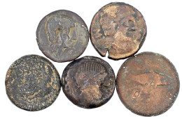 Iberokelten, 5 Bronzemünzen Versch. Stämme: Bolskan, Castulo, Gades, Ilipa Magna, Obulco. Schön, Teils Selten - Gallië