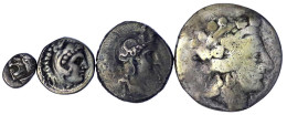 4 Silbermünzen: Thasos Tetradrachme, Makedonien Drachme Philipp III., Thourioi Stater, Milet Diobol. Schön Bis Sehr Schö - Griekenland