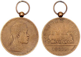 Tragbare Bronzemedaille Jahr 1895 = 1903 A.d. Eisenbahnlinie Dschibuti - Dire Dawa. 32 Mm. Vorzüglich. Barac 4. - Etiopía