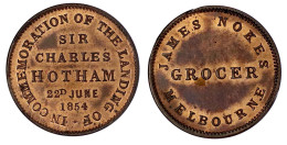 Halfpenny-Token 1854. James Nokes Grocer Und Sir Charles Hotham, Melbourne. Vorzüglich/Stempelglanz, Kl. Randfehler. Kra - Sonstige & Ohne Zuordnung