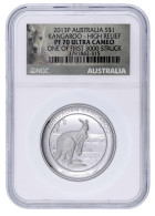 Dollar Kanguruh 2013. 1 Unze Feinsilber. Im NGC-Blister Mit Grading PF 70 Ultra Cameo, One Of The First 3000 Struck. In  - Andere & Zonder Classificatie