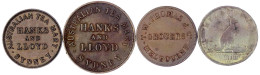 4 Kupfer-Tokens: Hanks & Lloyd Sydney Halfpenny Und Penny 1855, W. Thomas/C. Hotham Halfpenny 1854, J. Taylor Melbou - Andere & Zonder Classificatie