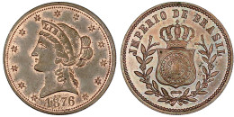 Cent-Probe (?) 1876 In Kupfer, 26 Mm, 7,23 G. Büste Der Liberty Umkreist Von 13 Sternen Und Jahreszahl (in Anlehnung An  - Brasilien