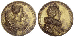 Vergoldete Bronzegussmedaille 1620 Von Dupre. Brb. Louis R./Brb. Anna Von Österreich R. 60 Mm. Vorzüglich, Henkelspur. J - 1610-1643 Ludwig XIII. Der Gerechte