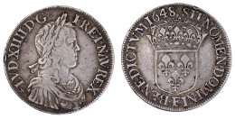 Ecu A La Meche Longue 1648 F, Angers. Sehr Schön, Kl. Randfehler, Schöne Patina. Gadoury 202. - 1643-1715 Luis XIV El Rey Sol