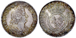 Ecu Aux Palmes 1694 S, Reims. Überprägt Auf Einem Ecu Aux 8 L Von 1690. Gutes Sehr Schön, Schöne Patina. Gadoury 217 (R) - 1643-1715 Ludwig XIV.