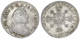 1/2 Ecu Aux 8 L 1704 D, Lyon. Überprägungsspuren. Fast Sehr Schön. Gadoury 194 (nicht Dieses Mzz.!). Deswelle/Fabre/Watt - 1643-1715 Luis XIV El Rey Sol