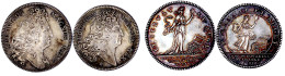 2 Silberjetons 1711, Präsenzzeichen Für Bankmitarbeiter. 31 Und 28 Mm; 12,86 Und 10,88 G. Beide Vorzüglich/Stempelglanz, - 1643-1715 Ludwig XIV.