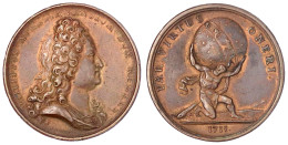 Bronzemedaille 1715 V. J. Le Blanc. Auf Philippe Duc D Orleans. Brb. Philipps N.r./Atlas Trägt Den Erdball. 41 Mm. Sehr  - 1715-1774 Louis  XV The Well-Beloved