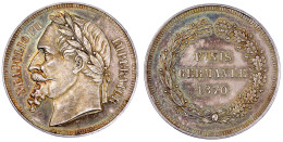 Silber-Spottmünze (Module De 5 Francs Satirique), 1870, Auf Den Erwarteten Sieg über Deutschland. 36,3 Mm, 19,93 G. Stem - Autres & Non Classés