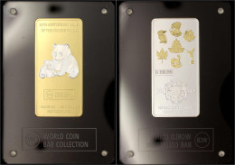 1000 Francs CFA Silberbarren (1 Unze) Mit Vergoldeten Applikationen 2012. 30 Jahre China-Panda. Im Akrylholder Und Origi - Gabón
