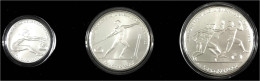 100, 250 Und 500 Drachmen Pan Europäische Spiele 1981/82. Die Erste Serie Der Silbermünzen In Originalschatulle Mit Zert - Grèce